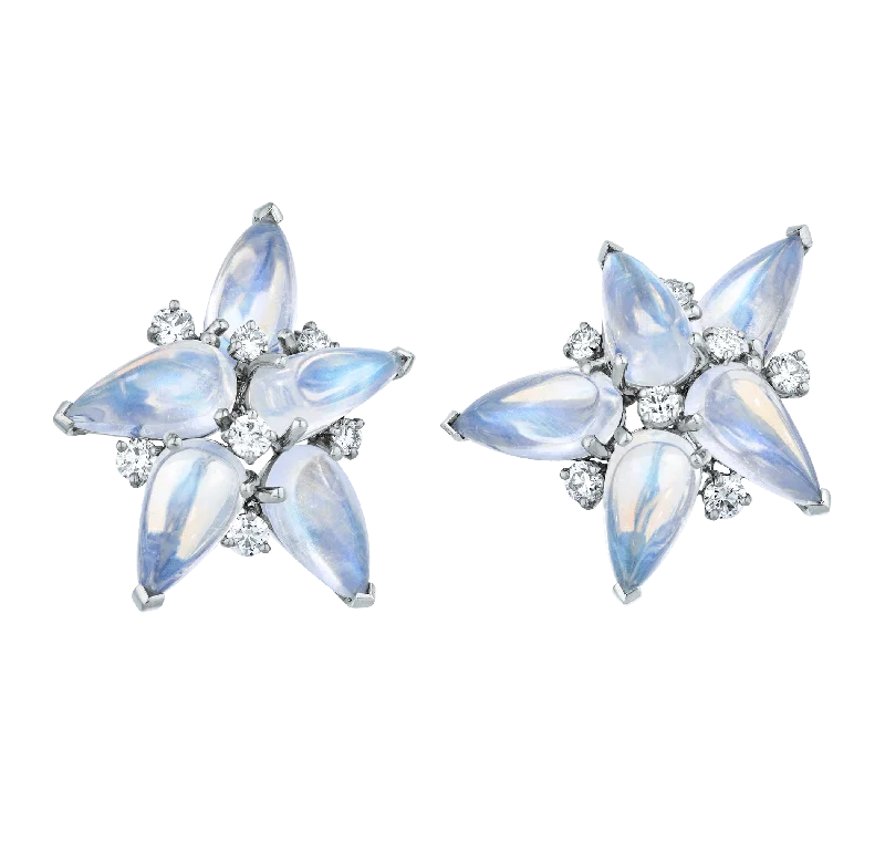 Ladies cutting-edge trend earrings -Oscar Heyman Moonstone Earrings, 34.68 carats