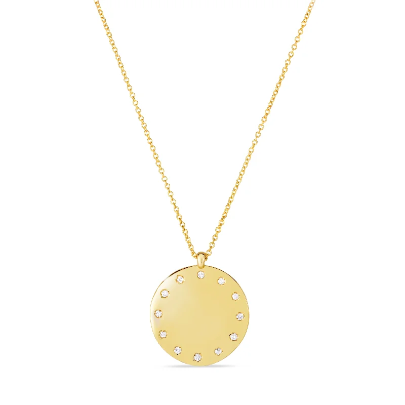 Ladies Necklaces for Holiday Spark-14K Gold Small Diamond Dial Necklace