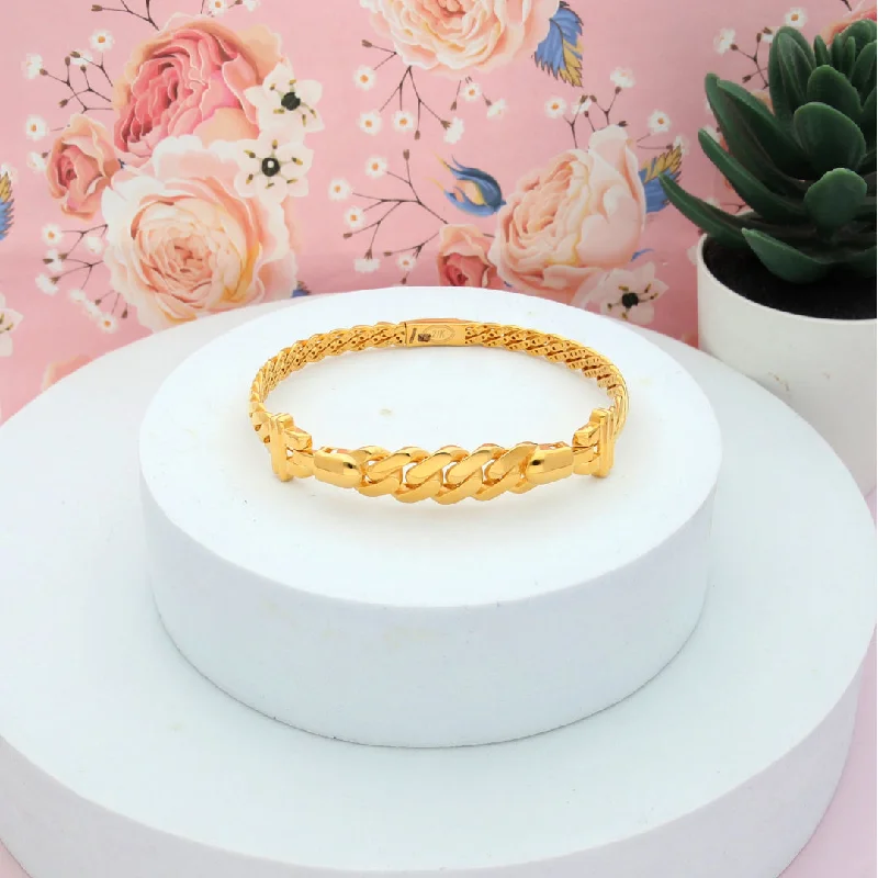 Ladies Bracelets for Niece Glow-Gold Curb and Cuban Design Bangle 21KT - FKJBNG21KM9698