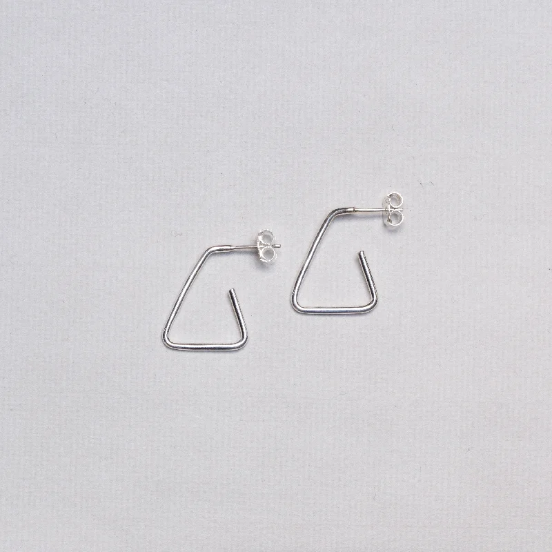 Ladies cascading drop earrings -Open Silver Triangle Stud Earrings