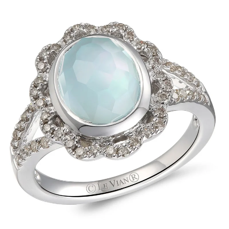 Ladies Rings for Holiday Spark-Le Vian Creme Brulee® Blue Topaz + White Shell Ring TRNA 12E