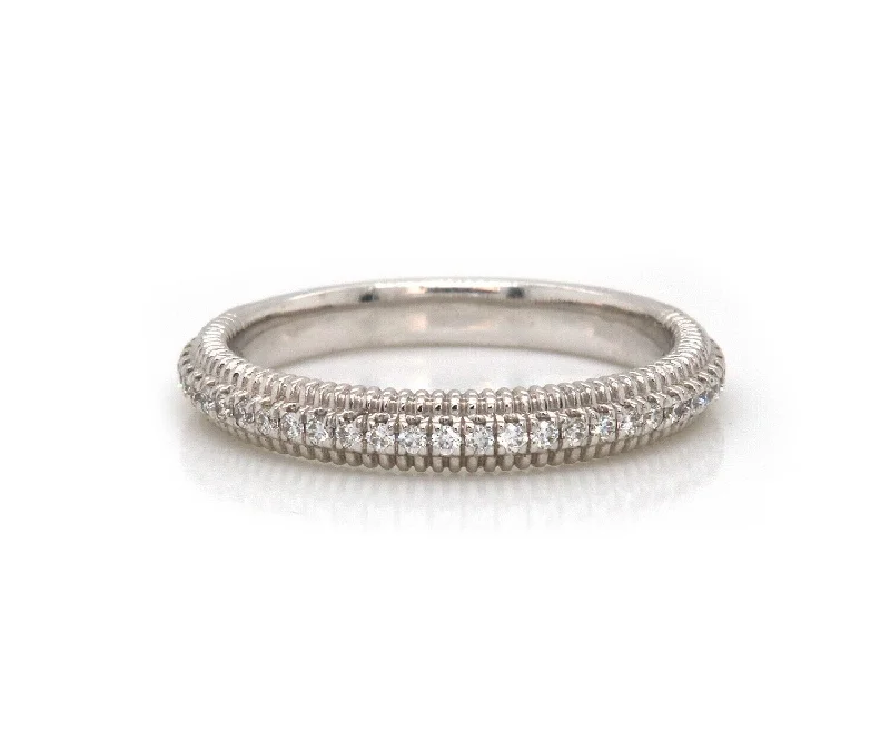 Ladies Rings with Cream Howlite-New Gabriel & Co. Shared Prong Diamond Milgrain Band Ring in 14K