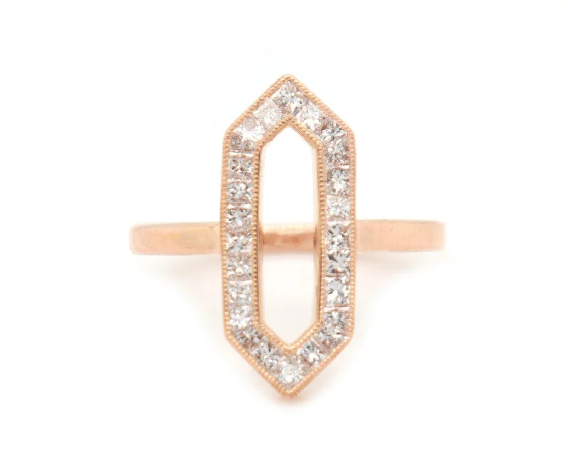 Ladies Rings with Pink Rhodonite-Sethi Kerri 0.60ctw Diamond Hexagon Ring in 18K