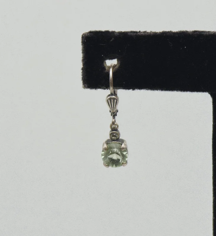 Ladies upscale gem earrings -UNMATCHED Vintage Pale Green Glass Crystal Dangle Earring