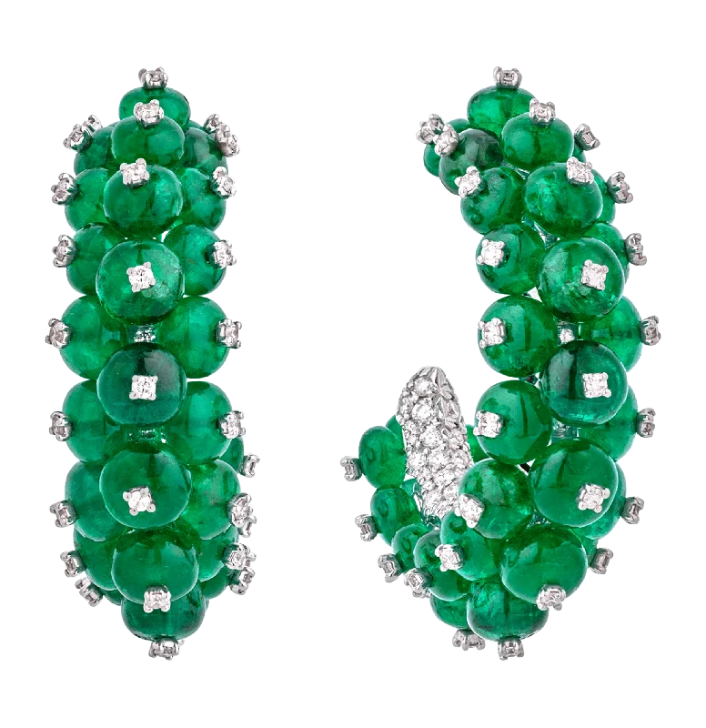 Ladies canine loyalty earrings -Emerald Bead Earrings, 28.10 carats