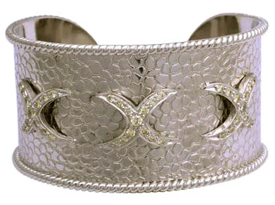 Ladies Bracelets Wave Shine-Repair - Cuff Bangle - Diamond in Silver and Gold (SKU : 251DS)