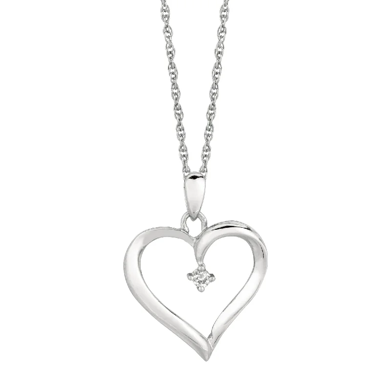 Ladies Necklaces Dual Glow-Silver Diamond Accent .04ct Heart Necklace