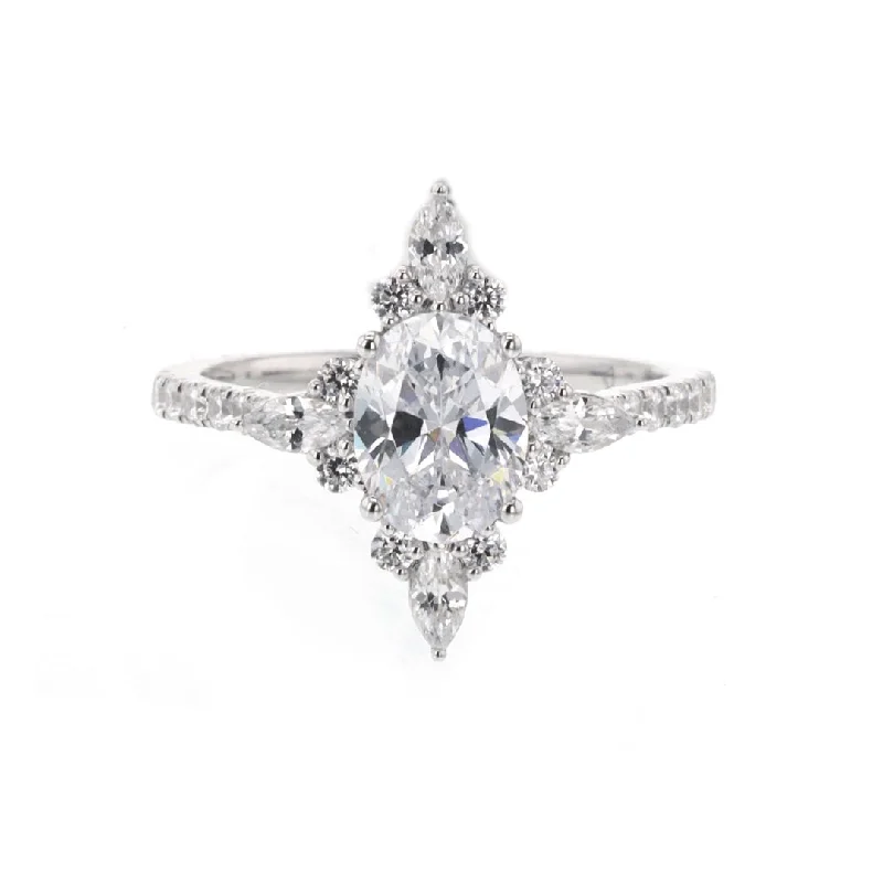 Ladies Nostalgic Vintage Engagement Rings -0.70 ctw Diamond Halo Engagement Ring