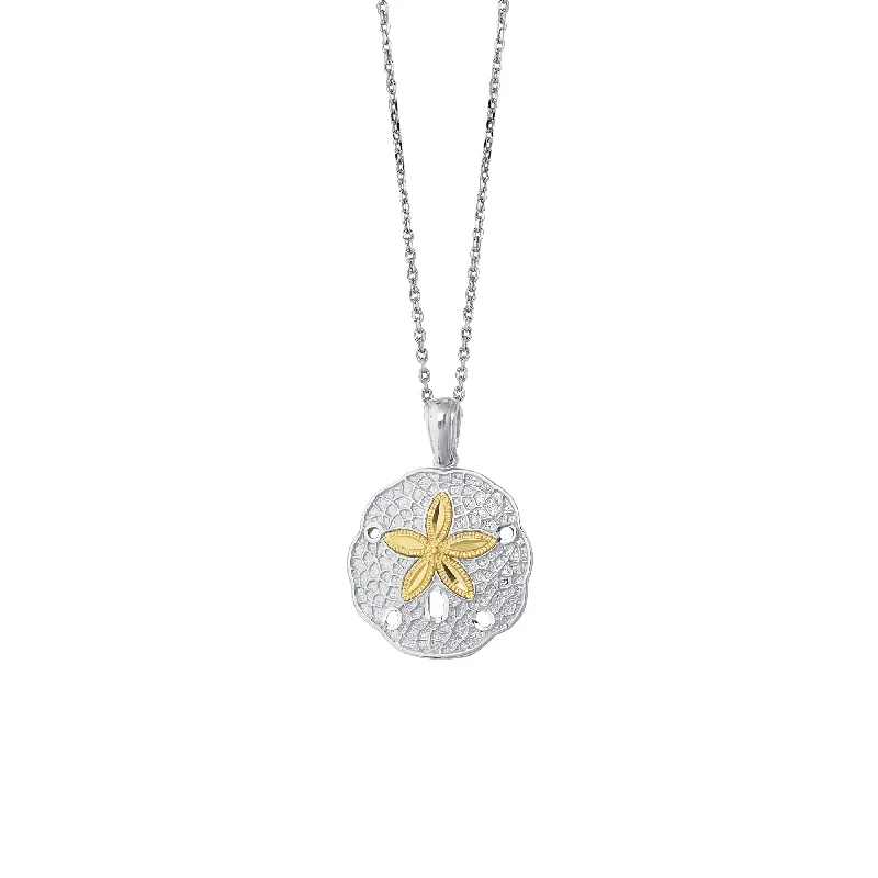 Ladies Necklaces Bright Glow-14K & Silver Sand Dollar Necklace