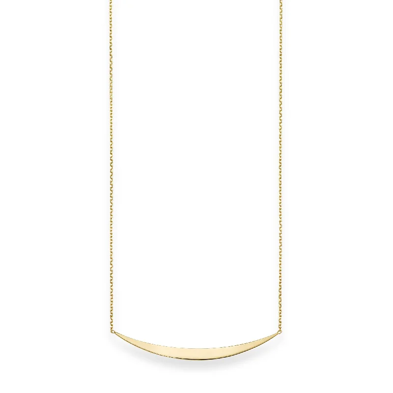 Ladies Necklaces Dark Spark-14K Gold Polished Crescent Bar Necklace