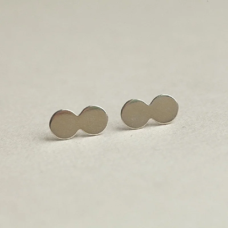 Ladies anniversary gleam earrings -Double Disc Stud Earrings