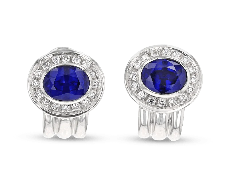 Ladies urban pulse earrings -Oval Sapphire Earrings, 5.00 Carats