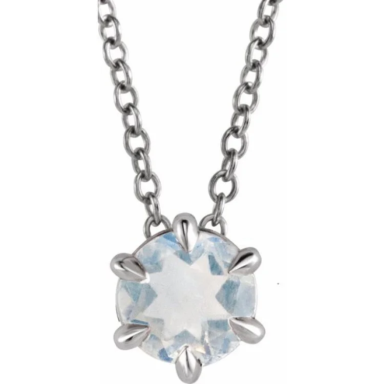 Ladies Necklaces with Sunny Citrine-14K White 4 mm Natural Blue Moonstone Solitaire 16-18" Necklace