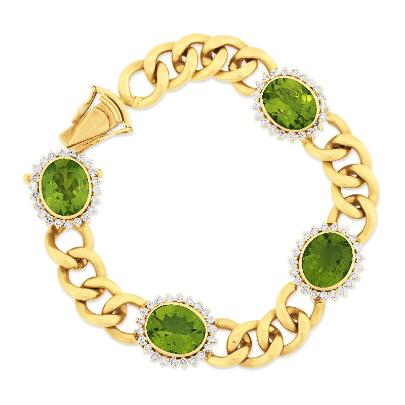 Ladies Bracelets with Purple Taaffeite-Bracelet-Peridot and Diamond