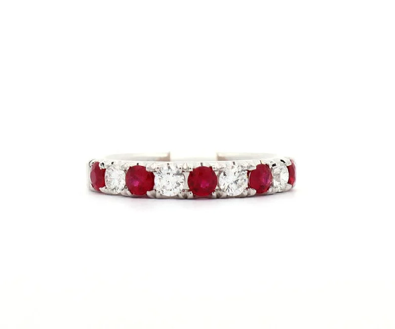 Ladies Rings with White Phenakite-New 0.54ctw Ruby and 0.36ctw Diamond Band Ring in 14K