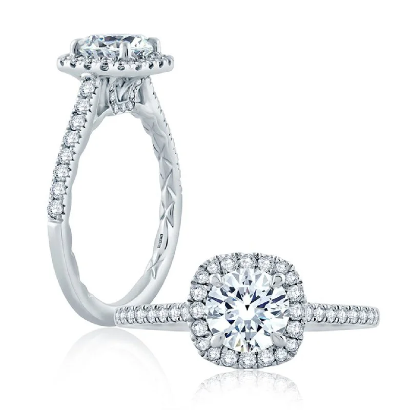 Ladies Sacred Cross Engagement Rings -0.42 ctw Diamond Halo Engagement Ring