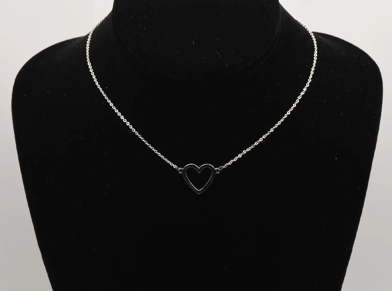 Ladies Necklaces Sterling Spark-Sterling Silver Heart Pendant Chain Necklace - 14.5"