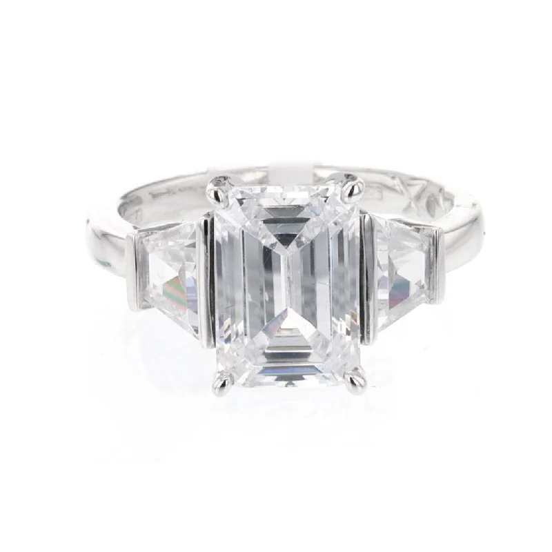 Ladies Asscher Charm Engagement Rings -0.86 ctw Diamond Three-Stone Engagement Ring