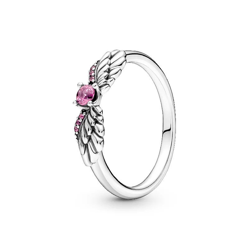 Ladies Rings for Beach Spark-Sparkling Angel Wings Ring