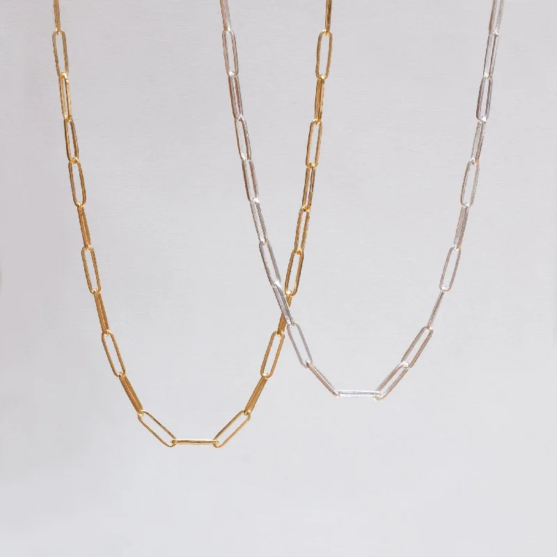 Ladies Necklaces for Kin Spark-Gold and Silver Paperclip Chain Necklace #2