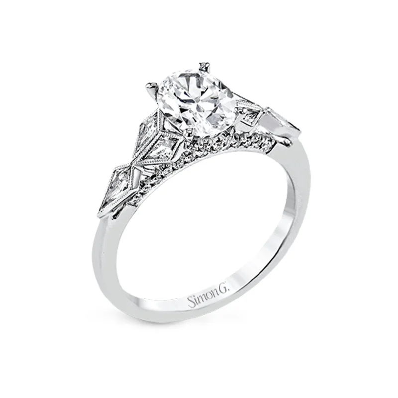 Ladies Peace Wave Engagement Rings -0.14 ctw Diamond Halo Engagement Ring