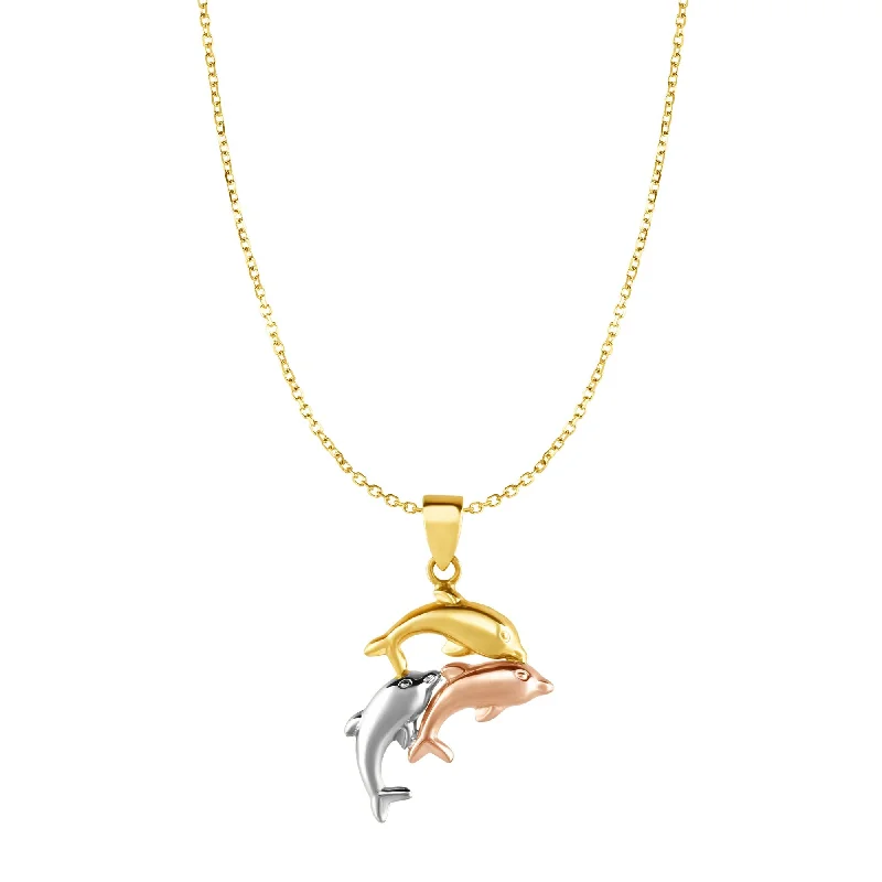 Ladies Necklaces for Music Glow-10K Gold Dolphin Necklace