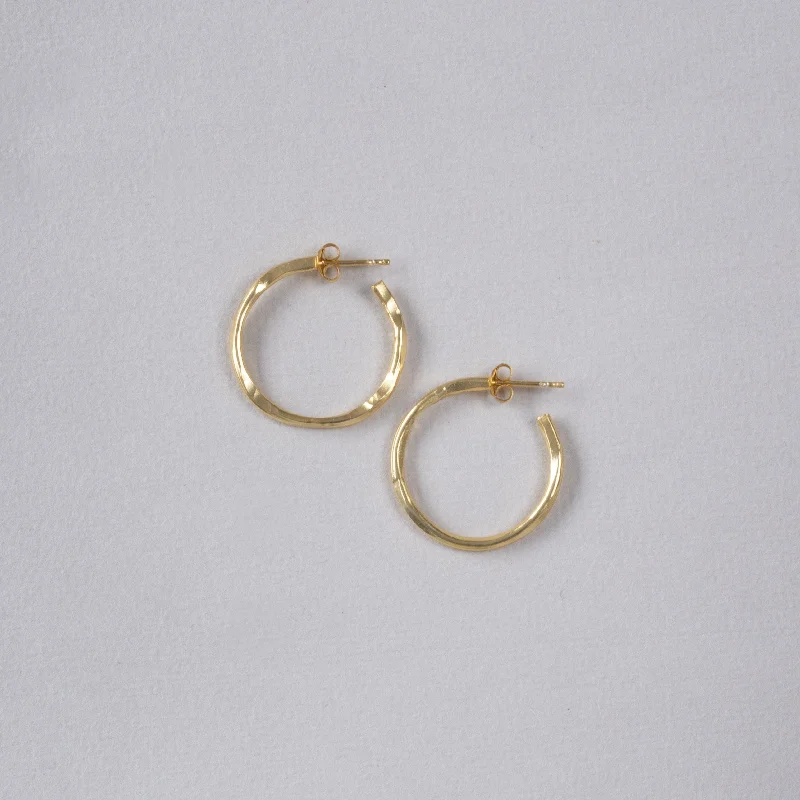 Ladies astral sign earrings -Organic Gold Plated Silver  Hoop Earrings