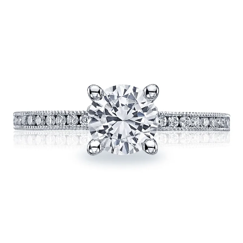 Ladies Striking Bold Engagement Rings -Tacori Sculpted Crescent 18K White Gold Diamond Engagement Semi Mount 44-15RD65W