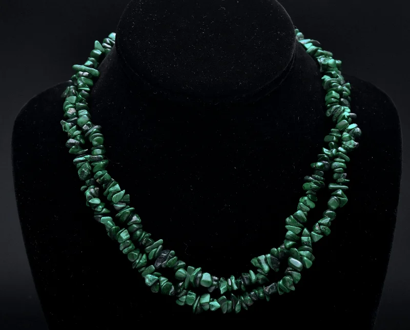 Ladies Necklaces for Love Shine-Malachite Chip Bead Necklace - 36"