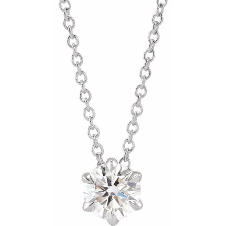 Ladies Necklaces Bold Shine-14K White 1/2 CT Lab-Grown Diamond Solitaire 16-18" Necklace