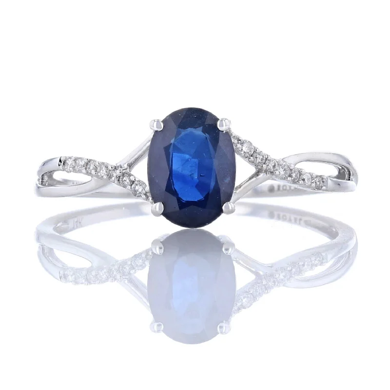 Ladies Rings with Warm Opal-Oval Sapphire & Diamond Twist Ring