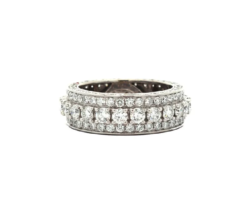 Ladies Rings with Ruby Spark-4.75ctw Round Diamond Triple Row Eternity Band Ring in 14K