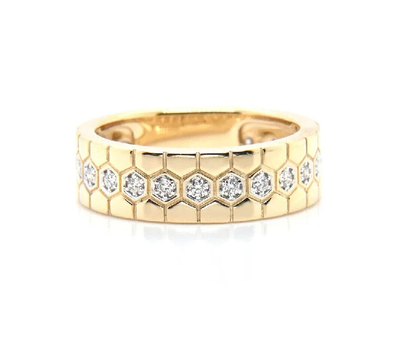 Ladies Rings with Cream Howlite-New Gabriel & Co. 0.24ctw Diamond Hexagon Pattern Ring in 14K