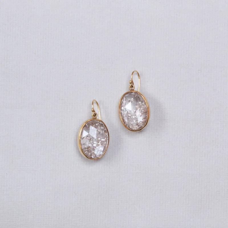 Ladies feline grace earrings -Rock Crystal Diamond Drop Earrings