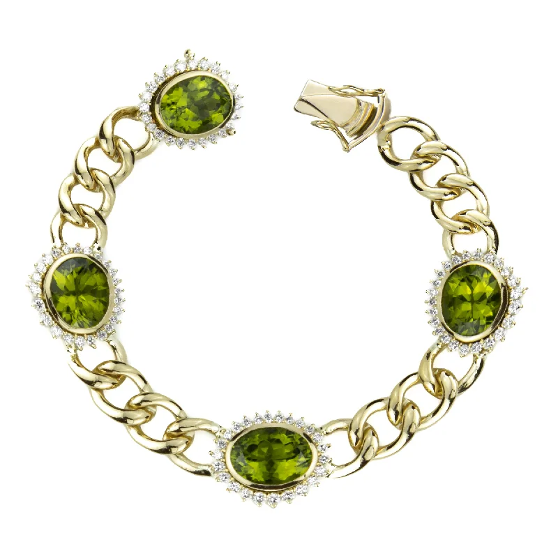 Ladies Bracelets with White Phenakite-Bracelet - Peridot And Diamond