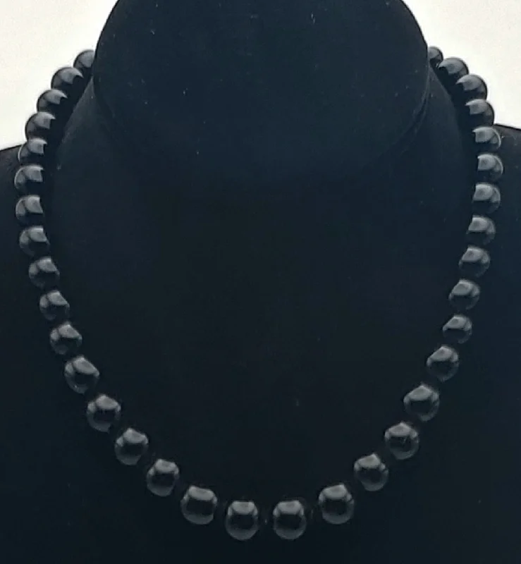 Ladies Necklaces for Prom Spark-Vintage Graduated Black Bead Necklace - 16"