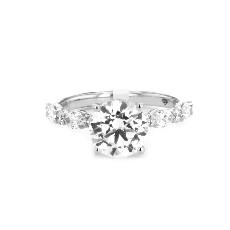 Ladies Petal Accent Engagement Rings -0.54 ctw Diamond Solitaire Engagement Ring