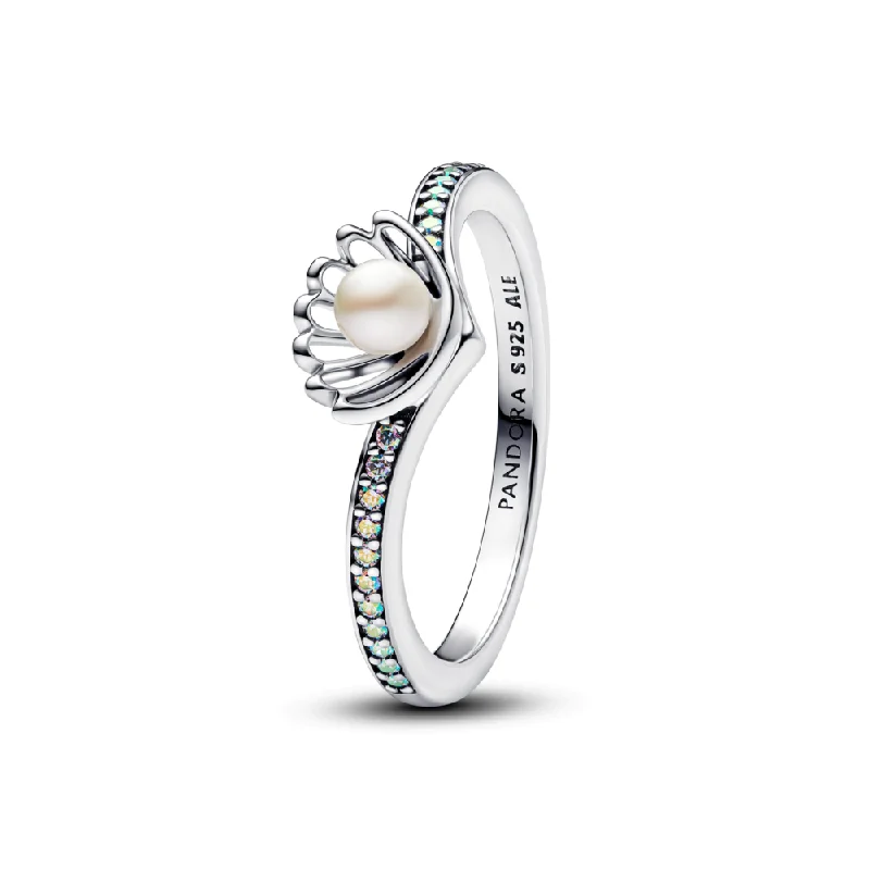 Ladies Rings with Cyan Richterite-Disney Princess Ariel Shell Treated Freshwater Cultured Pearl Ring 193654C01