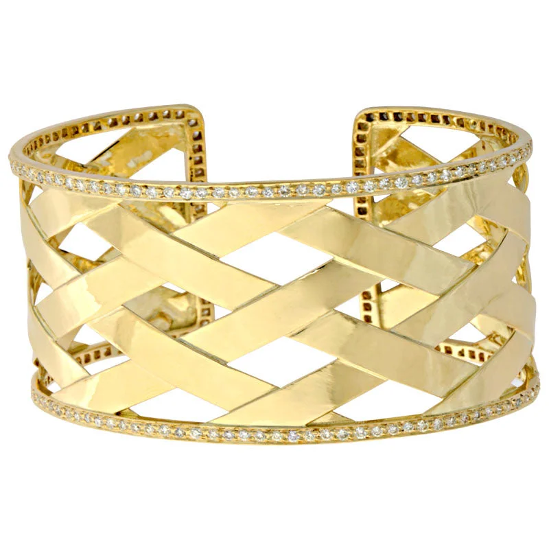 Ladies Bracelets Curved Shine-Cuff Bangle-Diamond