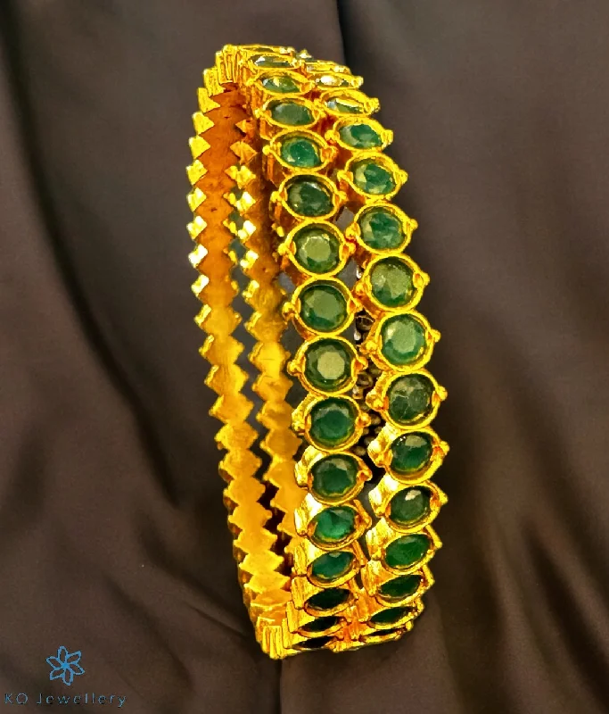 Ladies Bracelets with Yellow Heliodor-The Tanvi Silver Kemp Bangle (Green/Size/2.2/2.4/2.6/2.8)