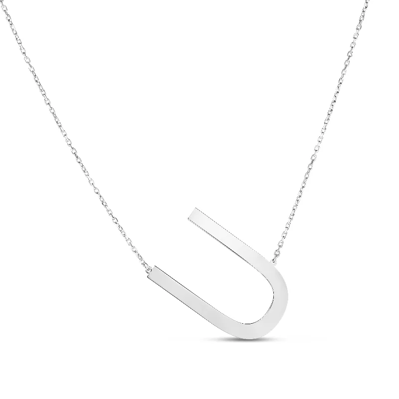 Ladies Necklaces for Bestie Glow-Silver U Letter Necklace