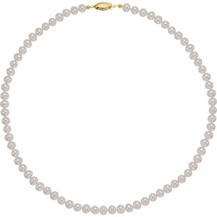 Ladies Necklaces with Anchor Spark-14K Yellow PanacheÂ® Cultured White Freshwater Pearl 18" Necklace