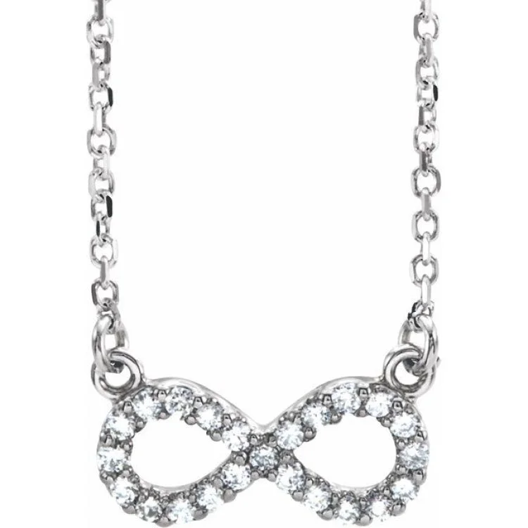 Ladies Necklaces for Daily Glow-14K White 1/10 CTW Natural Diamond Infinity 16 1/2" Necklace