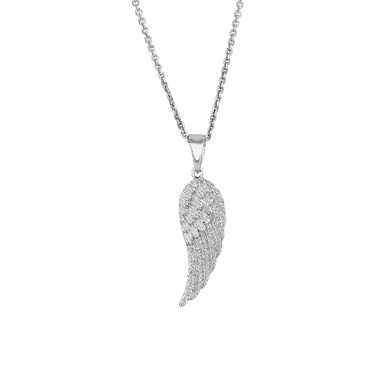 Ladies Necklaces with Cyan Richterite-Silver Angel Wing Necklace