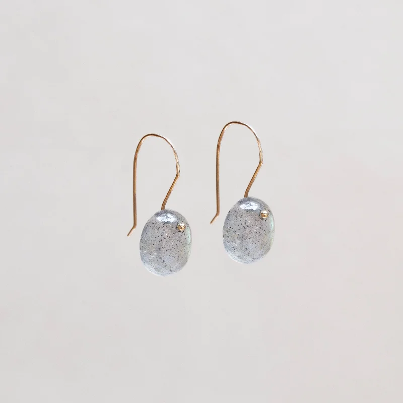 Ladies poised elegance earrings -Labradorite Pebble Drop Earrings