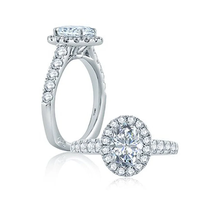 Ladies Harmony Band Engagement Rings -1.27 ctw Diamond Halo Engagement Ring