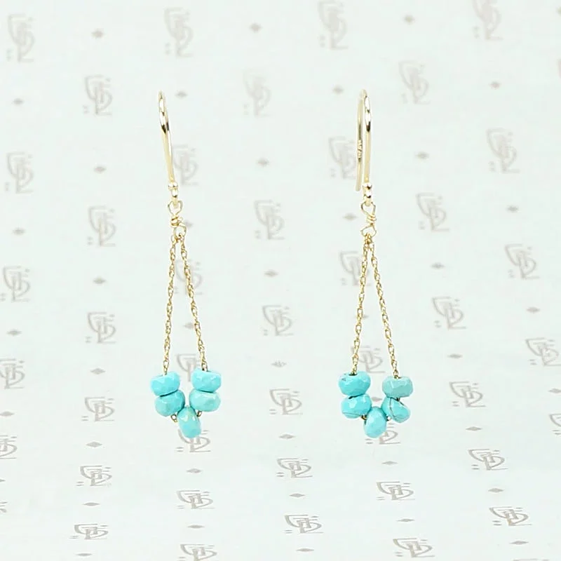 Ladies serene blue earrings -Boho Turquoise Swag Earrings by brunet