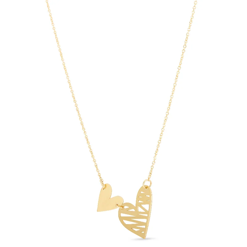 Ladies Necklaces for Explorer Spark-14K Gold Double Scribbles Heart Necklace