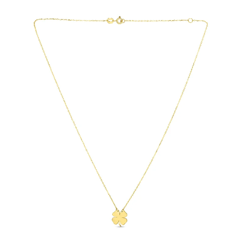 Ladies Necklaces with Pure Okenite-14K Gold Clover Necklace