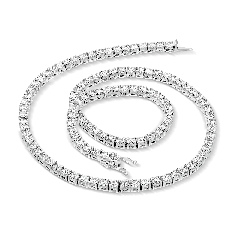 Ladies Necklaces with Moon Spark-Ophelia 18ct White Gold Straight Claw Set Diamond Necklace